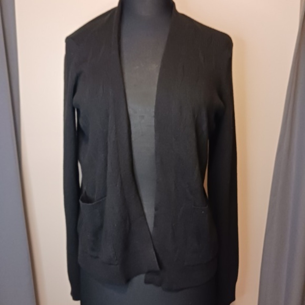 MAX STUDIO Wimsigoth Black Ribbed Knit Cottagecore Grannycore Cardigan Sweater M